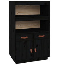 Highboard Schwarz 67x40x108,5 cm Massivholz Kiefer