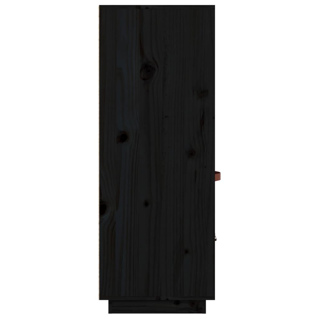 Highboard Schwarz 67x40x108,5 cm Massivholz Kiefer