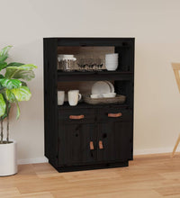 Highboard Schwarz 67x40x108,5 cm Massivholz Kiefer