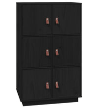 Highboard Schwarz 67x40x108,5 cm Massivholz Kiefer