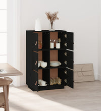 Highboard Schwarz 67x40x108,5 cm Massivholz Kiefer