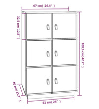 Highboard Schwarz 67x40x108,5 cm Massivholz Kiefer
