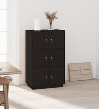 Highboard Schwarz 67x40x108,5 cm Massivholz Kiefer