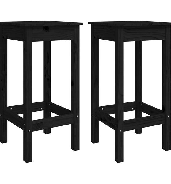 Barstühle 2 Stk. Schwarz 40x40x78 cm Massivholz Kiefer