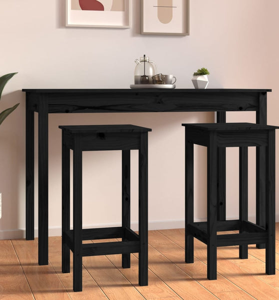 Barstühle 2 Stk. Schwarz 40x40x78 cm Massivholz Kiefer
