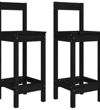 Barstühle 2 Stk. Schwarz 40x41,5x112 cm Massivholz Kiefer