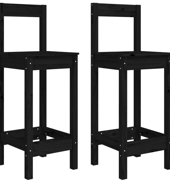 Barstühle 2 Stk. Schwarz 40x41,5x112 cm Massivholz Kiefer