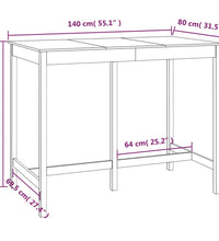 Bartisch 140x80x110 cm Massivholz Kiefer