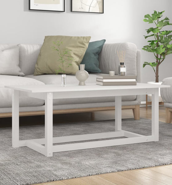 Couchtisch Weiß 110x55x45 cm Massivholz Kiefer