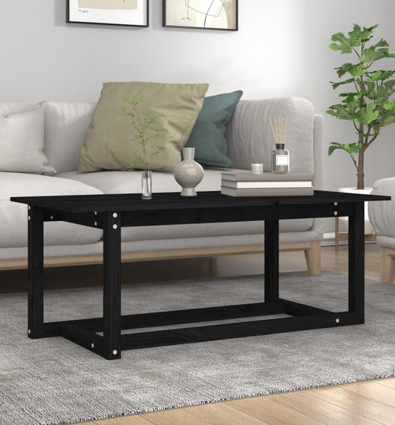 Couchtisch Schwarz 110x55x45 cm Massivholz Kiefer