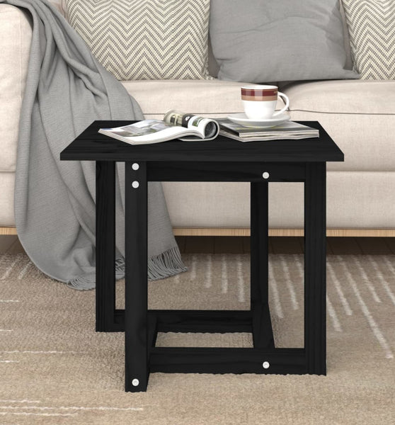 Couchtisch Schwarz 50x50x45 cm Massivholz Kiefer