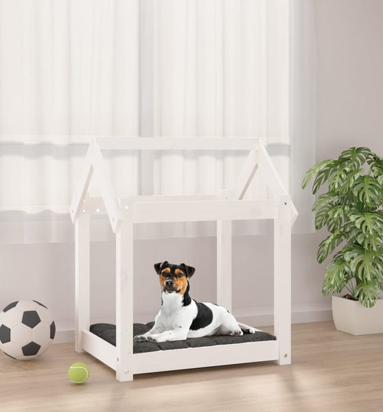 Hundebett Weiß 61x50x70 cm Massivholz Kiefer