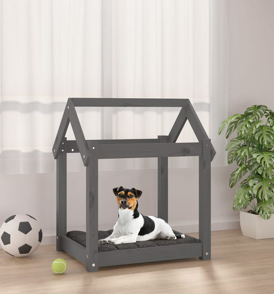 Hundebett Grau 61x50x70 cm Massivholz Kiefer
