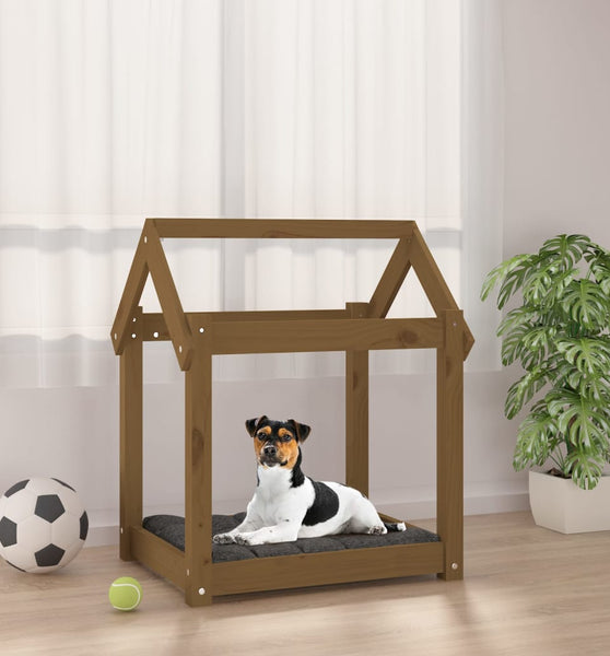 Hundebett Honigbraun 61x50x70 cm Massivholz Kiefer