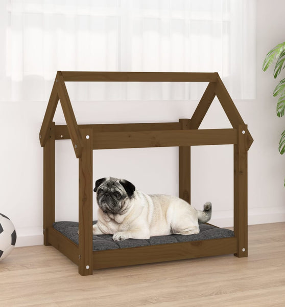 Hundebett Honigbraun 71x55x70 cm Massivholz Kiefer