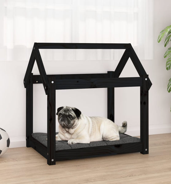 Hundebett Schwarz 71x55x70 cm Massivholz Kiefer