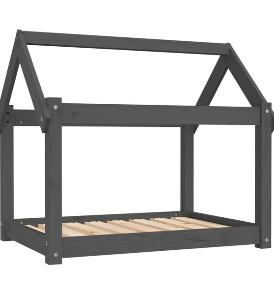 Hundebett Grau 81x60x70 cm Massivholz Kiefer