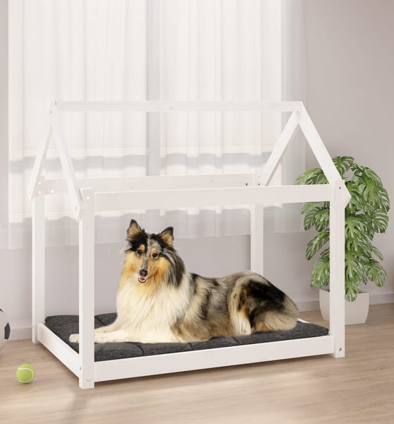 Hundebett Weiß 101x70x90 cm Massivholz Kiefer