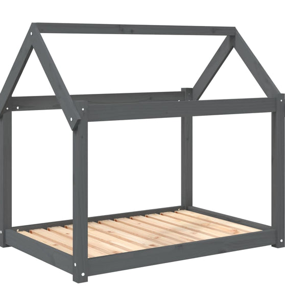Hundebett Grau 101x70x90 cm Massivholz Kiefer