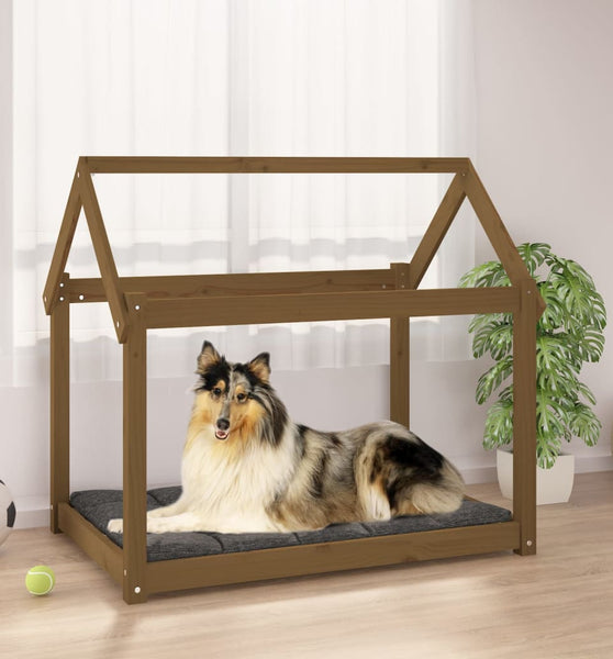 Hundebett Honigbraun 101x70x90 cm Massivholz Kiefer