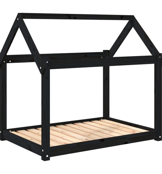 Hundebett Schwarz 101x70x90 cm Massivholz Kiefer