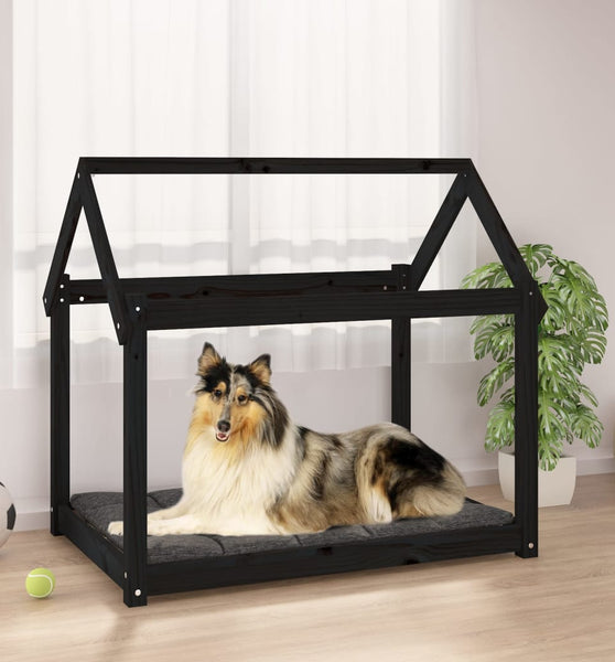 Hundebett Schwarz 101x70x90 cm Massivholz Kiefer