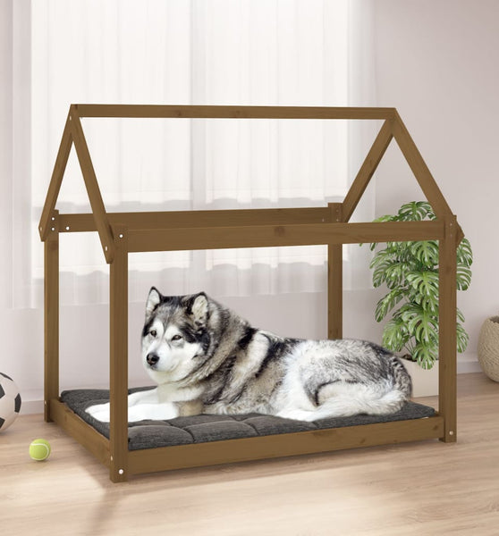 Hundebett Honigbraun 111x80x100 cm Massivholz Kiefer