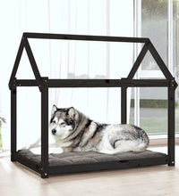 Hundebett Schwarz 111x80x100 cm Massivholz Kiefer