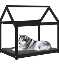 Hundebett Schwarz 111x80x100 cm Massivholz Kiefer