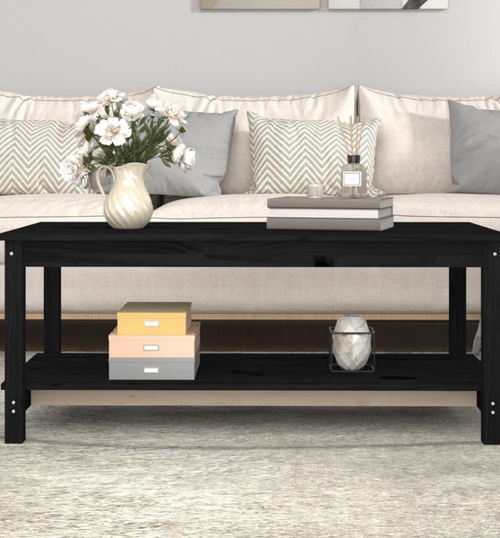 Couchtisch Schwarz 110x55x45 cm Massivholz Kiefer