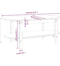 Couchtisch 110x55x45 cm Massivholz Kiefer