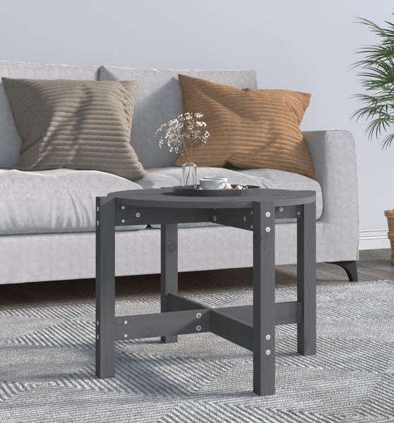Couchtisch Grau Ø 62,5x45 cm Massivholz Kiefer