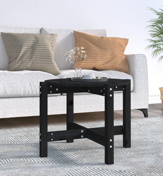 Couchtisch Schwarz Ø 62,5x45 cm Massivholz Kiefer