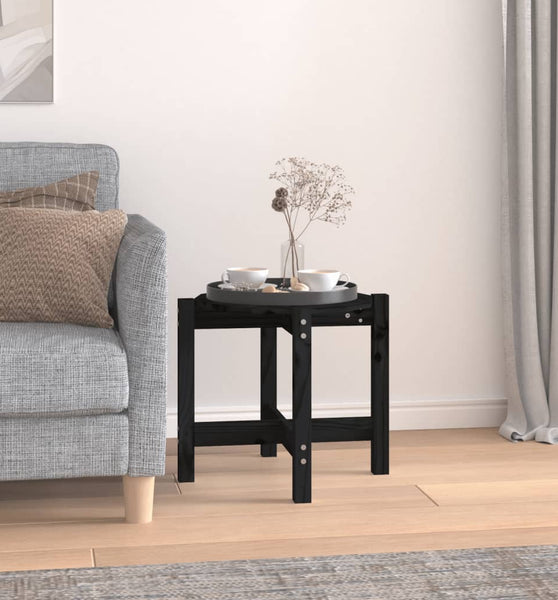 Couchtisch Schwarz Ø 52,5x45 cm Massivholz Kiefer