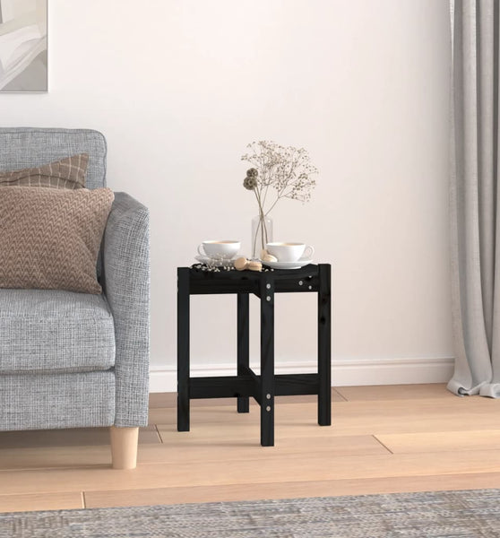 Couchtisch Schwarz Ø 42,5x45 cm Massivholz Kiefer