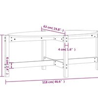 Couchtisch Grau 118x63x45 cm Massivholz Kiefer