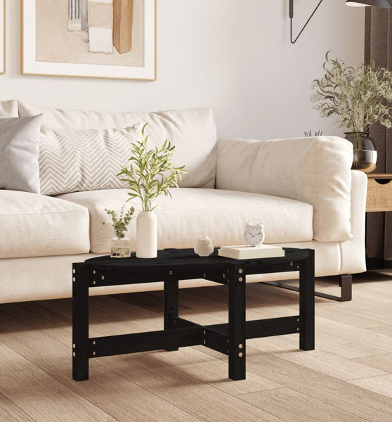 Couchtisch Schwarz 87x48x35 cm Massivholz Kiefer