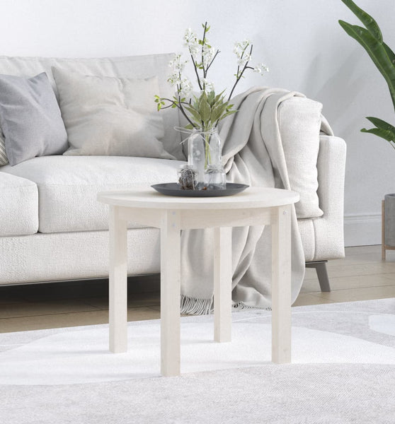Couchtisch Weiß Ø 55x45 cm Massivholz Kiefer