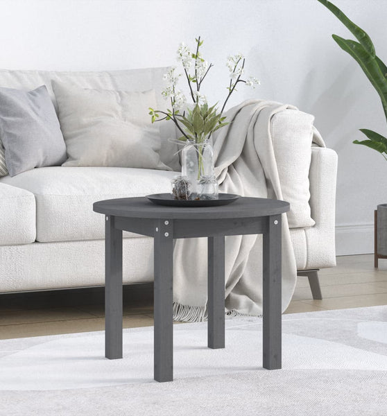Couchtisch Grau Ø 55x45 cm Massivholz Kiefer