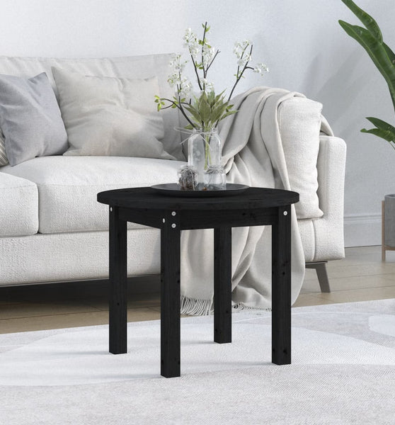 Couchtisch Schwarz Ø 55x45 cm Massivholz Kiefer