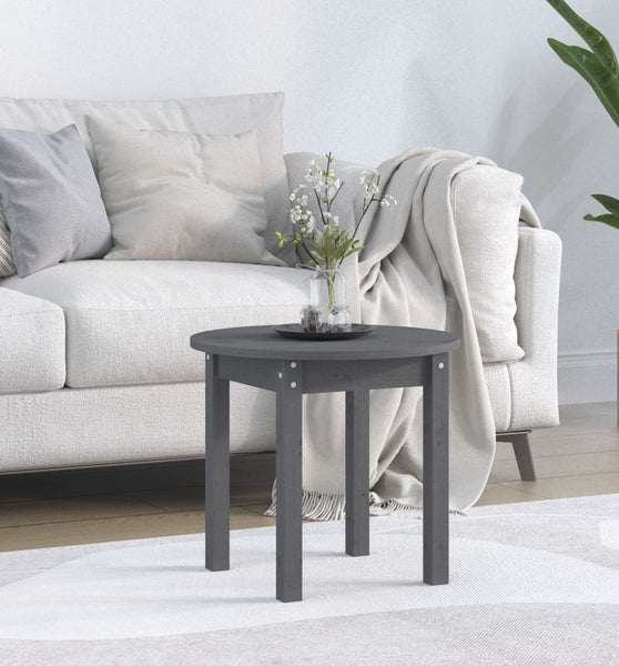 Couchtisch Grau Ø 45x40 cm Massivholz Kiefer