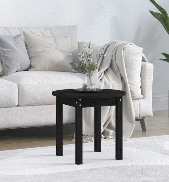 Couchtisch Schwarz Ø 45x40 cm Massivholz Kiefer