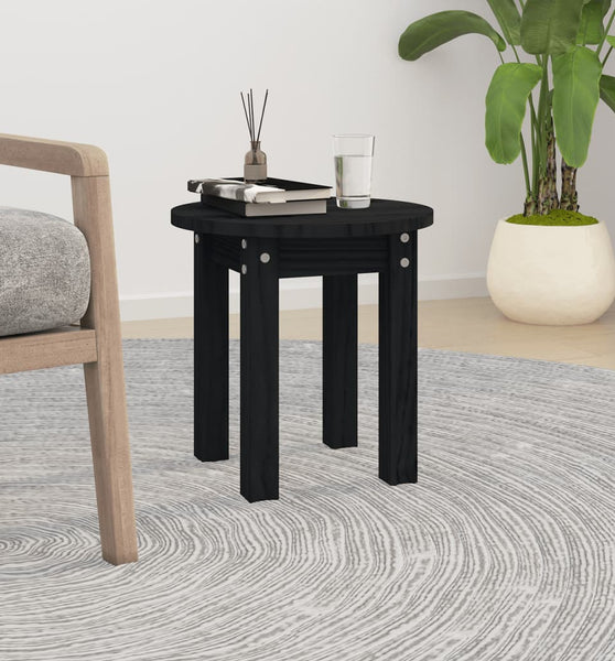 Couchtisch Schwarz Ø 35x35 cm Massivholz Kiefer