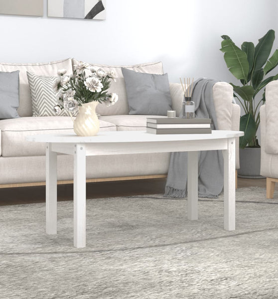 Couchtisch Weiß 110x55x45 cm Massivholz Kiefer