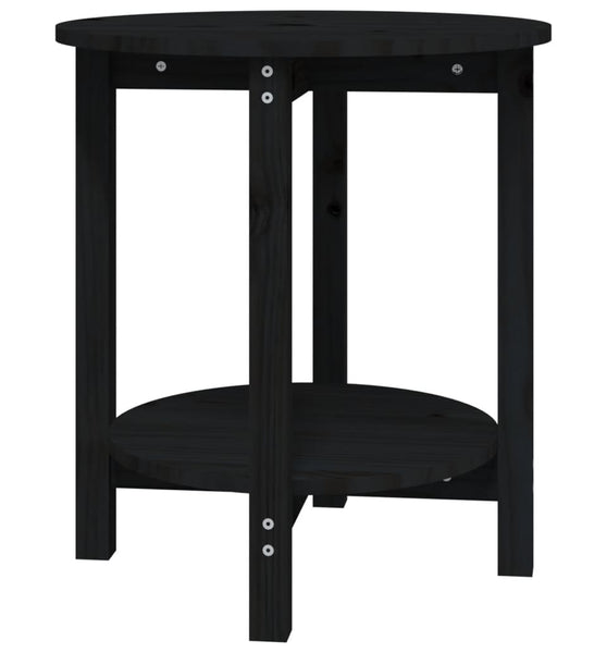 Couchtisch Schwarz Ø 55x60 cm Massivholz Kiefer