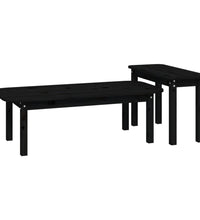 2-tlg. Couchtisch-Set Schwarz Massivholz Kiefer