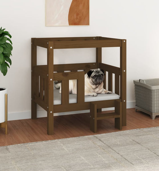Hundebett Honigbraun 65,5x43x70 cm Massivholz Kiefer