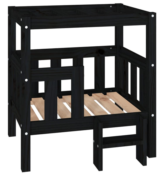 Hundebett Schwarz 65,5x43x70 cm Massivholz Kiefer
