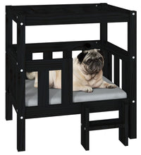 Hundebett Schwarz 65,5x43x70 cm Massivholz Kiefer