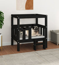 Hundebett Schwarz 65,5x43x70 cm Massivholz Kiefer